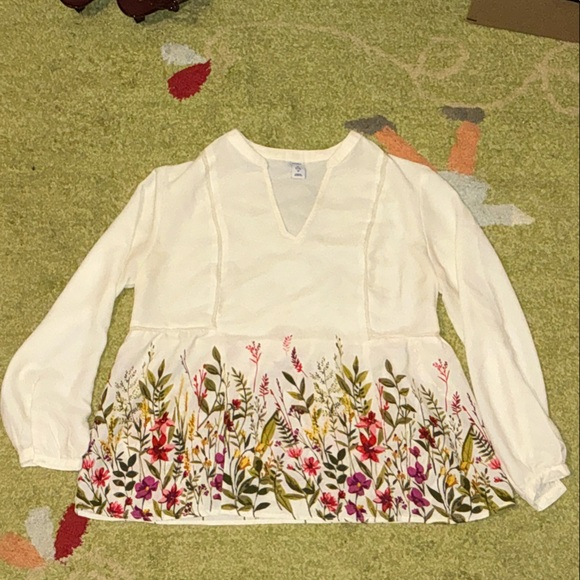 Old Navy Tops - Floral Print White Blouse